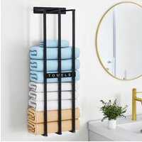 Living and Home 71cm Premium Iron Space-Saving Bathroom Wall Mounted Towel Rack in Black