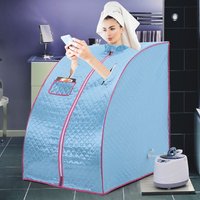SHEONLY Personal Full Body Sauna Spa with Remote Control & Folding Chair, Lightweight Foldable Home Sauna Tent in Blue
