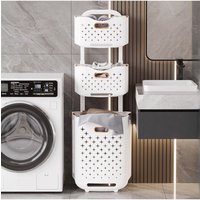 3 Tier Foldable Laundry Baskets Casters