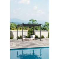 H&O Direct Outdoor Aluminum Patio Pergola with Canopy in Light Grey