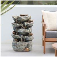 H&O Direct Outdoor Waterfall Feature Solar Powered Water Fountain in Natural