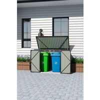 Metal Outdoor Garbage Storage Shed Hinged Lid