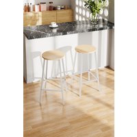 Living and Home Set of 2 Bar Stools with Footrest in Natural