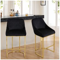 Living and Home Upholstered Bar Stool 2 Pcs in Black