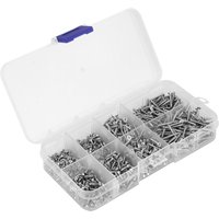 Living and Home 800Pcs M2 Cross Drive Flat Head Self Tapping Screws Set with Storage Box for Woodworking in Silver