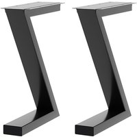 Living and Home 40cm/15.75 inch 2Pcs Black Z-shaped Anti-Slip Metal Table Legs Furniture Replacement Legs for Coffee Table, Bench