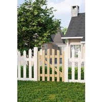 Living and Home 76x90cm Outdoor Pale Wooden Garden Gate Waterproof Treatment Picket Fence Door in Natural | Size: 76x90 cm