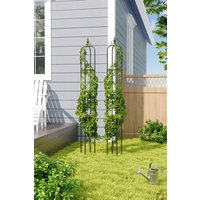 Living and Home 2 Pieces 5FT/1.6m Garden Obelisk Plastics Trellis for Climbing Plants Outdoor and Indoor in Black
