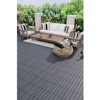 Living and Home 11Pcs 30 x 30 cm Wood Grain WPC Interlocking Deck Tiles Anti-Slip Texture Flooring (0.99 m²) in Dark Grey