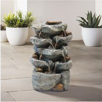 Garden Sanctuary Solar Powered Outdoor Waterfall Feature Water Fountain in Natural
