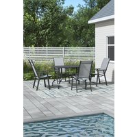 Metal Slatted Dining Coffee Table 4 Foldable Chairs