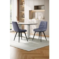 Living and Home 2pcs Teddy Fleece Upholstered Dining Chair in Grey