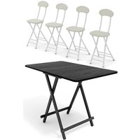 Living and Home 5pcs Folding Dining Table and 4 Dining Chairs Set Bistro Kitchen Dining Set Furniture in Black