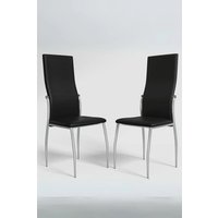 Living and Home 2Pcs PU Leather High Back Dining Chairs in Black