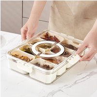 Living and Home 8-Compartment Fridge Storage Container 8 Detachable Inner Boxes with Lid & Handles in White
