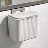 Living and Home 7L/9L Hanging Rubbish Bin for Kitchen Bathroom With Lid in Grey | Size: Small