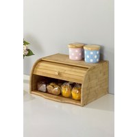 Living and Home Wooden Roll Top Bread Bin Box Food Storage Box in Natural