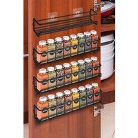 Living and Home 4Pcs Wall-mounted Spice Racks and 12/24pcs 120ML Spice Jars Set in Silver | Size: 12 Pack