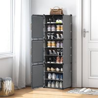 Living and Home 9-Tier Adjustable Shoe Storage Cabinet with Doors in Grey