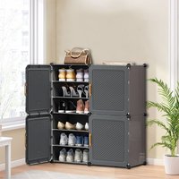 Living and Home 6-Tier Adjustable Shoe Storage Cabinet with Doors in Grey
