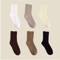 6 Pack Solid Cotton Crew Socks