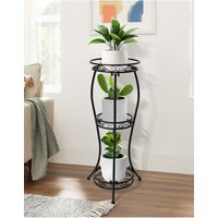 Living and Home 3-Tier Iron Plant Stand Display Shelf Flower Rack Holder in Black
