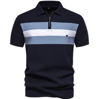 Casual Quarter Zip Turn Down Collar Short Sleeve Polo Shirts Dark