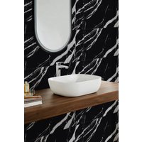 Living and Home 10pcs Ivory Marble Self-Adhesive Wall Stickers-Water & Oil Splash-proof, Antiflaming in Black