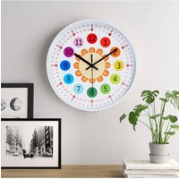 Living and Home 12-inch Brightly Coloured Dual-Scale Battery Operated Wall Clock