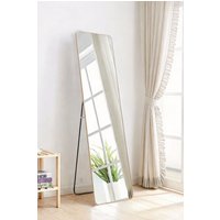 Living and Home Modern Round Corner Rectangular Metal Floor Full Length Mirror in Gold