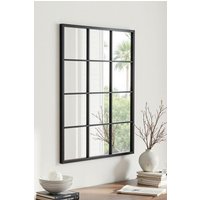 Living and Home Classic Rectangular Black Metal Grid Window Mirror, 60cm W x 90cm H | Size: 60 cm W x 90 cm H