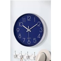 Living and Home 12 Blue Inch Non-Ticking Wall Clock