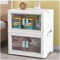 Set 2 PP Collapsible Stackable Storage Boxes Upper Lid & Transparent Front Door