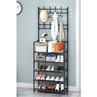Entryway 5 Tier Shoe Rack Coat Hanger