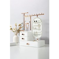 Living and Home Women's Jewelry Organizer Drawer Jewellery Tree Stand in White