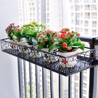 Living and Home 60CM Hanging Railing Planter Flower Pot Holder with 2 Hooks in Black