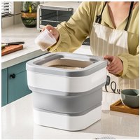 Living and Home Collapsible Portable Food Storage Container Rice Grains Cereal Bin 28.5*28.5*25 CM in Grey