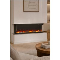 Living and Home 50 Inch 3-Sided Electric Fireplace Heater with Remote Control and LED Flame Effect in Black