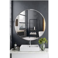 Living and Home 40cm Contemporary Circular Beveled Edge Frameless Wall Mirror in Clear