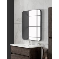 Living and Home 40x50cm Rounded Rectangle Metal Frame Wall Mirror in Black | Size: 40x50 cm