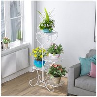 Living and Home 4 Tier Tall Metal Plant Stand Flower Pot Shelf for Indoors in White