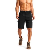 MODISHION Men's Multi-Pocket Casual Cargo Shorts in Black | Size: Medium