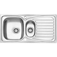 JASSFERRY Stainless Steel Kitchen Sink Inset 1.5 Bowl Reversible Drainer in Silver