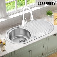 JASSFERRY Inset Round Bowl Kitchen Sink Reversible in Silver