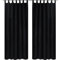 Berkfield Home 2 pcs Black Micro-Satin Curtains with Loops 140 x 225 cm