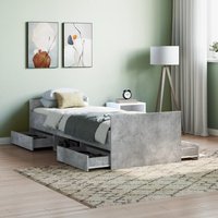 Berkfield Home Bed Frame with Headboard & Footboard Concrete Grey 75x190 cm Small Single