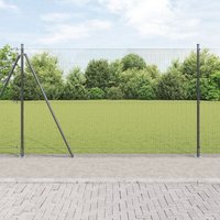 Welded Wire Fence 13 Flanged Posts 1.4x25 m Steel