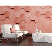 Origin Murals Metal Hexagons Wall Mural in Burnt Orange | Size: W350 cm x H280 cm