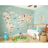 World Map Wall Mural W300 cm x H240 cm