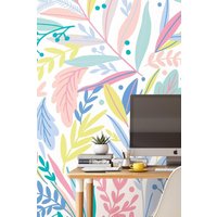 Patterned Leaves Wall Mural W300 cm x H240 cm
